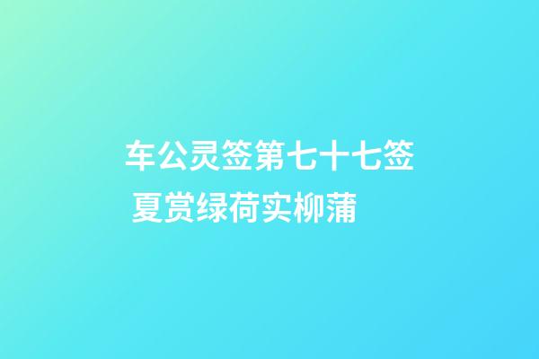 车公灵签第七十七签 夏赏绿荷实柳蒲